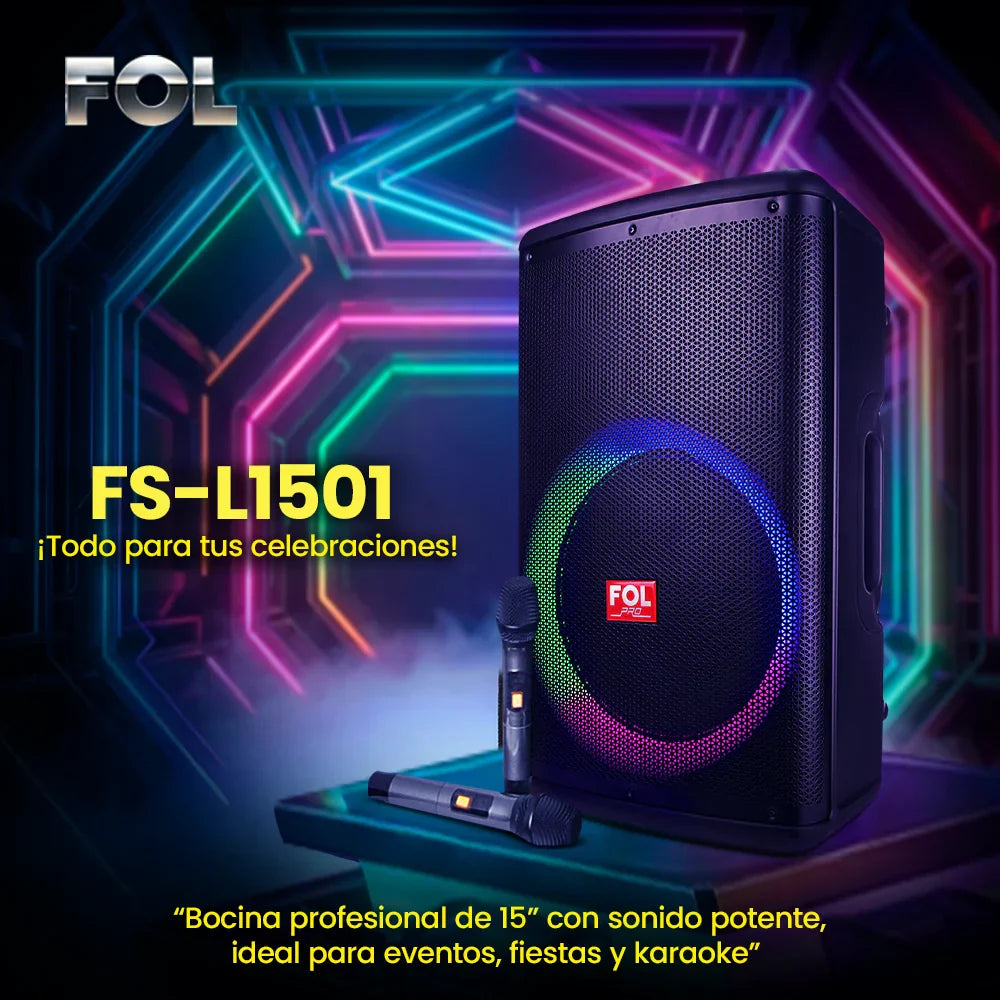FOL FS-L1501: bocina potente para eventos, karaoke, fiestas y presentaciones