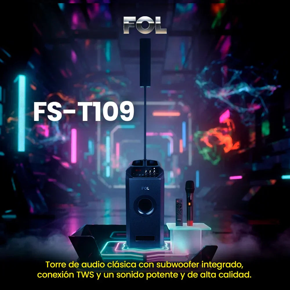 Una torre clásica de FOL con sonido actualizado para karaoke y fiestas en casa
