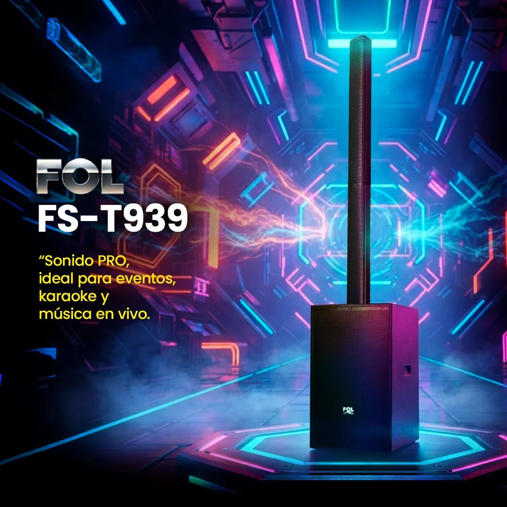 FOL FS-T939: potencia PRO de 600W para karaoke, fiestas y eventos grandes