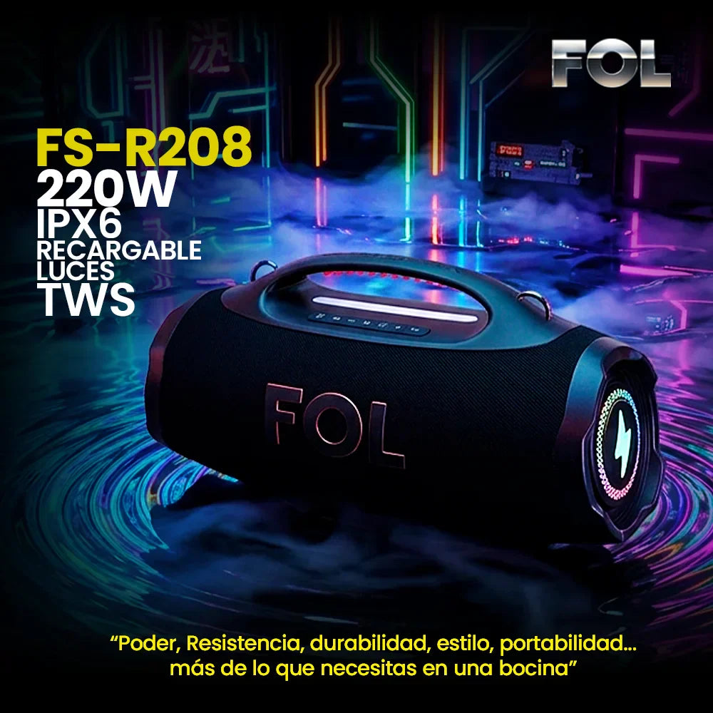 FS-R208 Potencia, batería y resistencia al agua para llevar la música más lejos