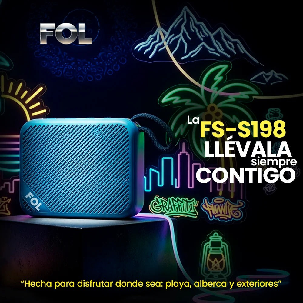 FOL FS-S198: bocina Bluetooth portátil para música, viajes y uso diario