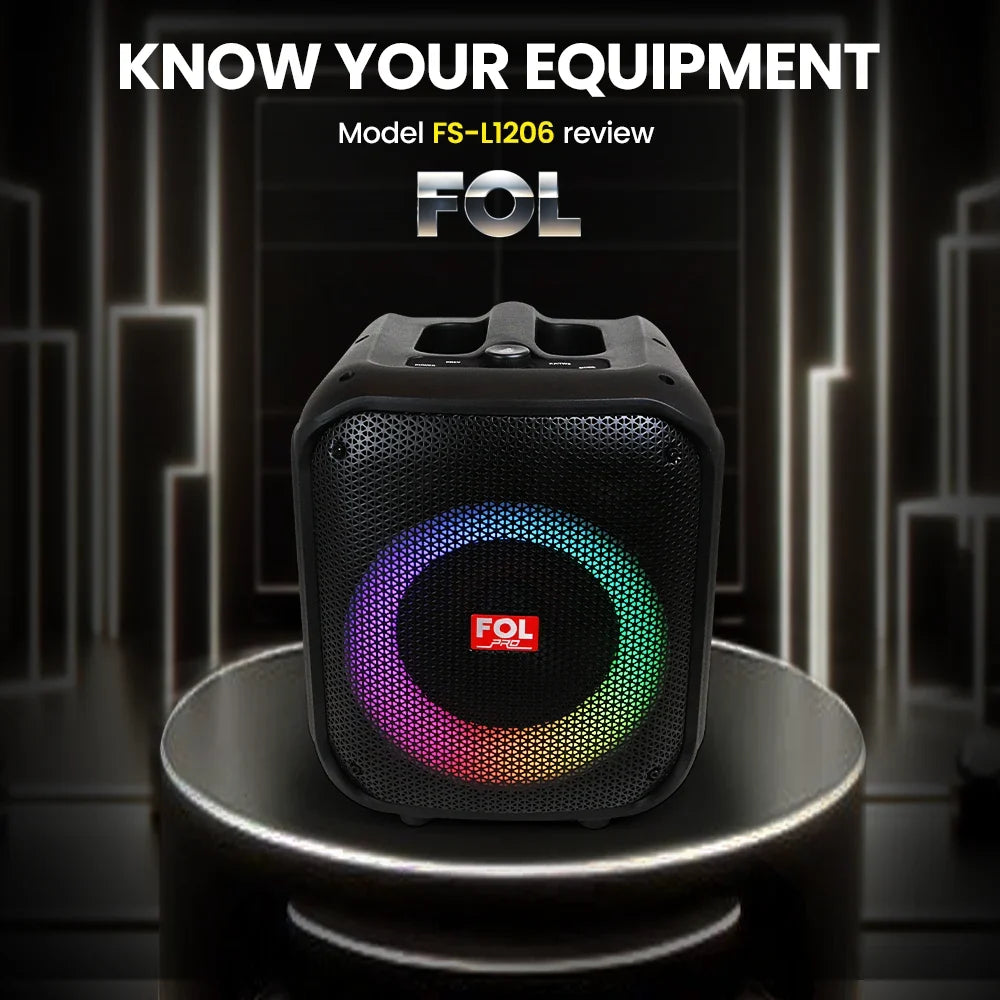 FOL FS-L1206: bocina de 50W con luz RGB, TWS y entrada para micrófono