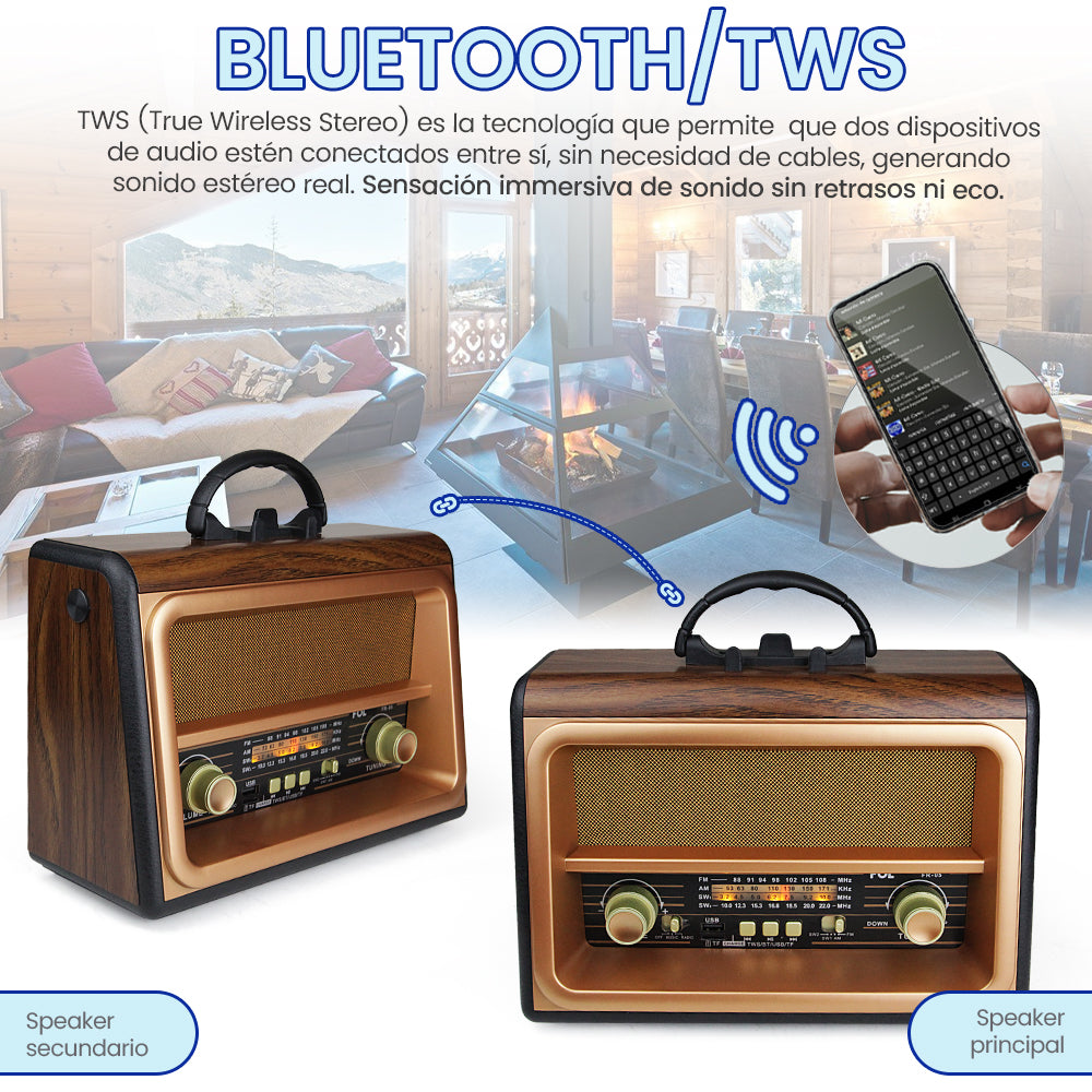 FR-05 BOCINA BLUETOOTH RADIOSINTONIZADOR DE BANDA AM/FM/SW PORTÁTIL