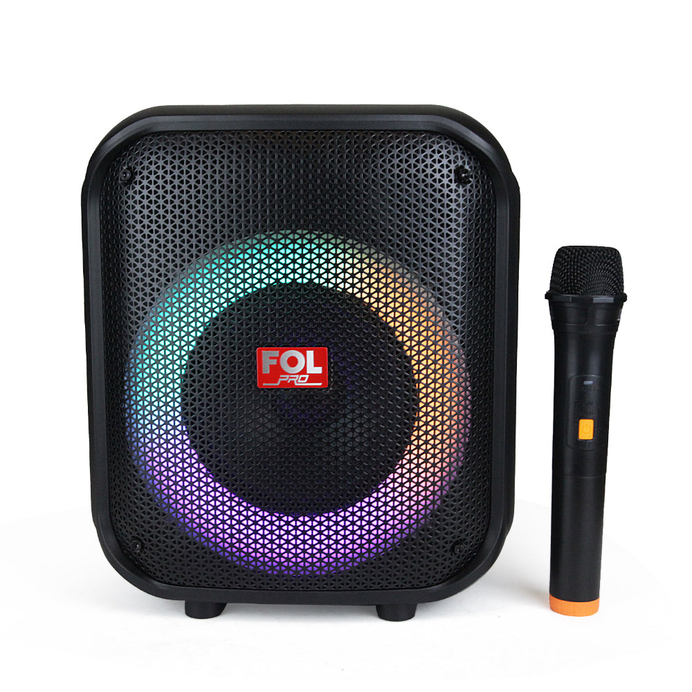 FS-L1216M BOCINA TWS CON MICRÓFONO INALÁMBRICO Y ENTRADA 6.3mm. LUZ RGB