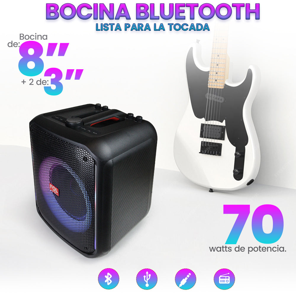 FS-L1218 Bocina TWS Portátil Recargable de 70W con Luz RGB y Micrófono Inalámbrico