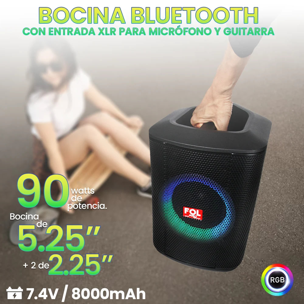 FS-L1305 Bocina PRO TWS Recargable de 90W con Luz RGB y Micrófono Inalámbrico