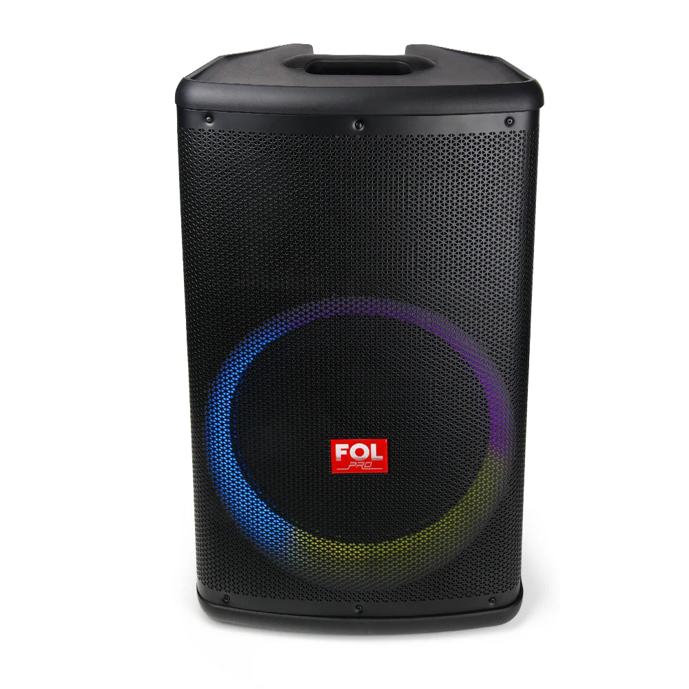 FOL FS-L1501 15‘’ Bafle Profesional TWS de 220W con 2 Micrófonos Inalámbricos, XLR In/Out y Luz RGB