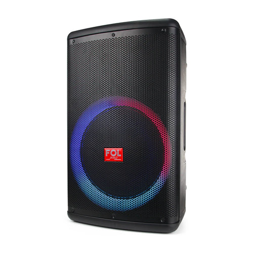 FOL FS-L1501 15‘’ Bafle Profesional TWS de 220W con 2 Micrófonos Inalámbricos, XLR In/Out y Luz RGB