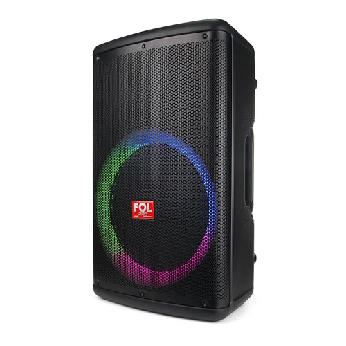 FOL FS-L1501 15‘’ Bafle Profesional TWS de 220W con 2 Micrófonos Inalámbricos, XLR In/Out y Luz RGB