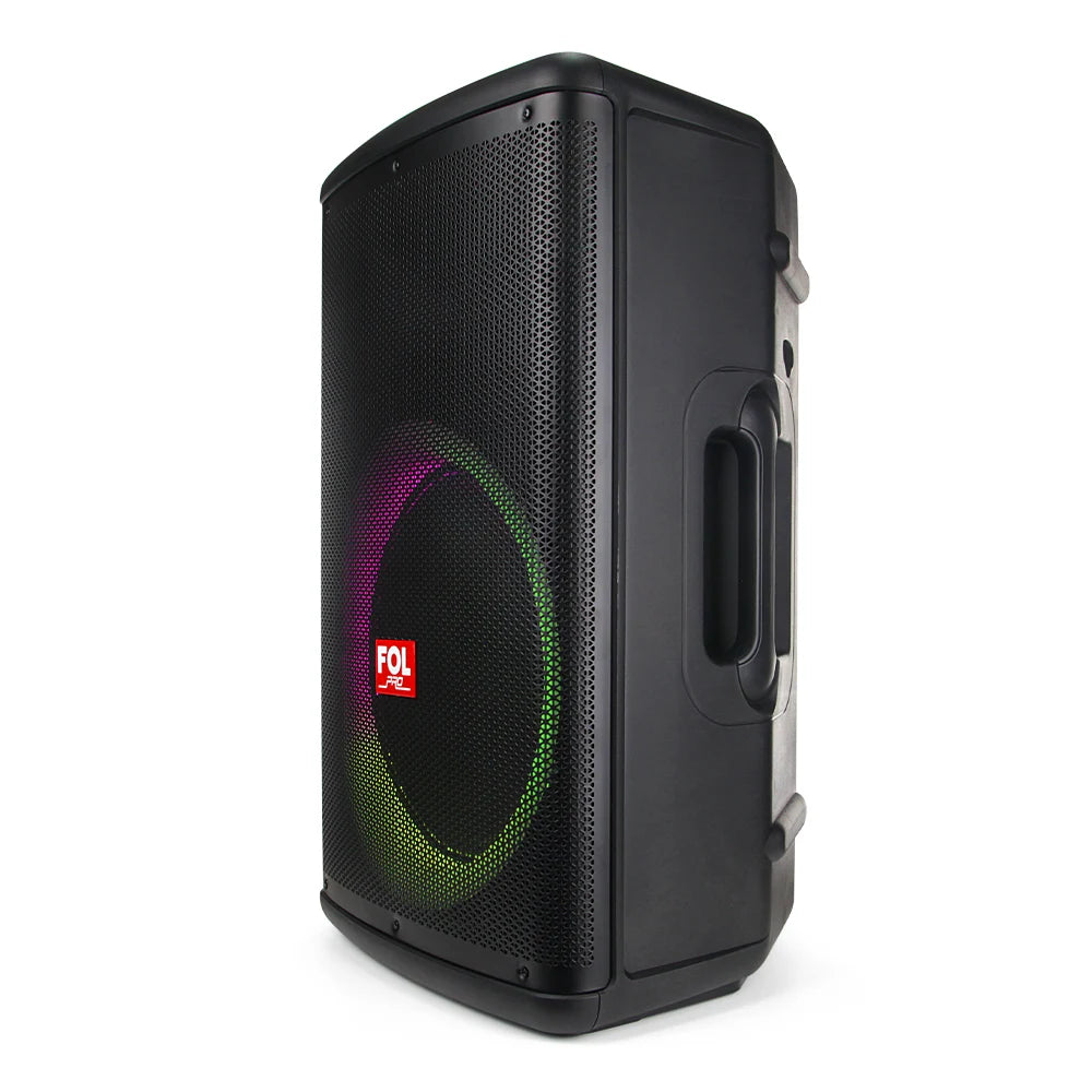 FOL FS-L1501 15‘’ Bafle Profesional TWS de 220W con 2 Micrófonos Inalámbricos, XLR In/Out y Luz RGB