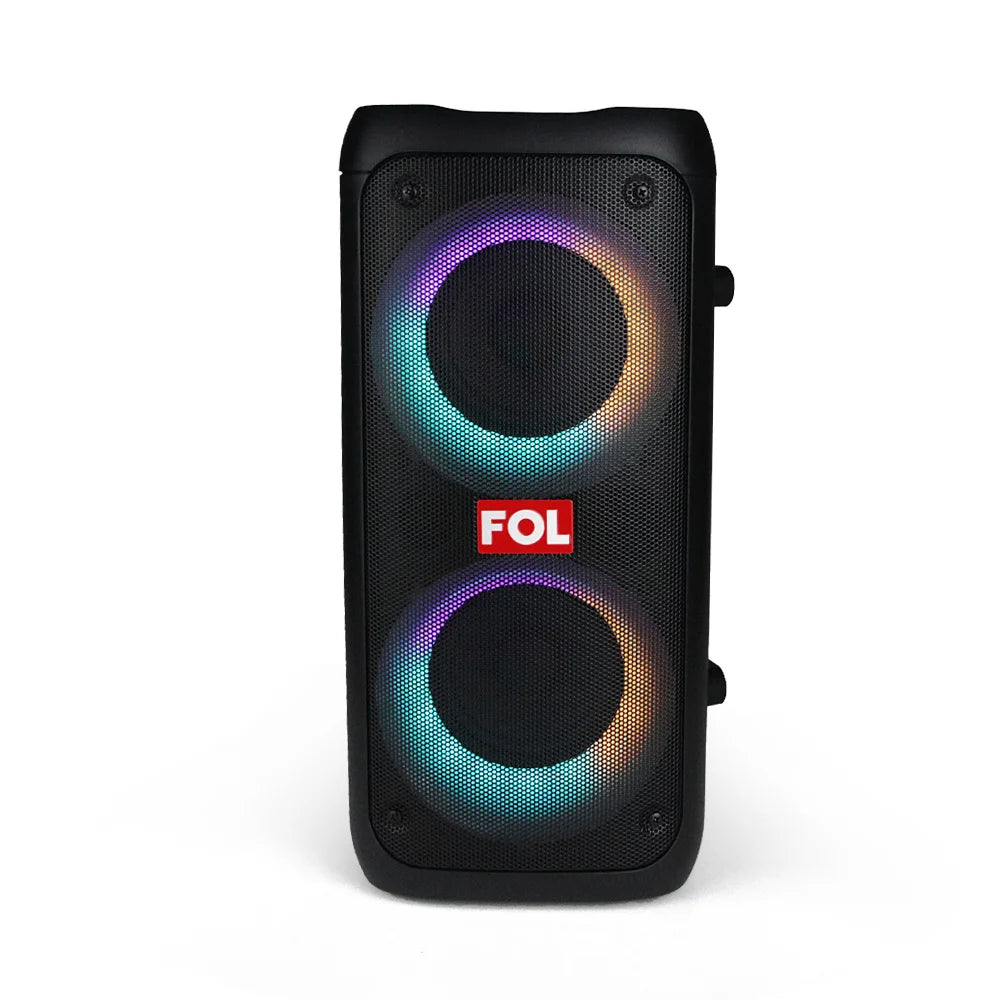 FOL FS-L2204 Doble 4'' Bocina TWS Portátil Recargable de 20W con Luz RGB y Entrada para Micrófono
