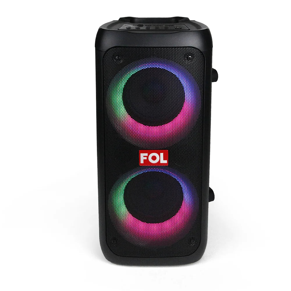 FOL FS-L2204 Doble 4'' Bocina TWS Portátil Recargable de 20W con Luz RGB y Entrada para Micrófono