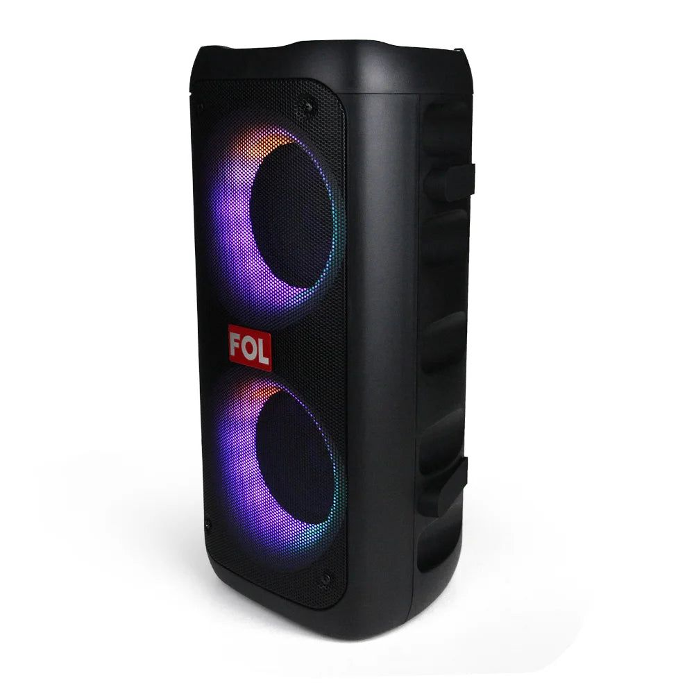 FOL FS-L2204 Doble 4'' Bocina TWS Portátil Recargable de 20W con Luz RGB y Entrada para Micrófono