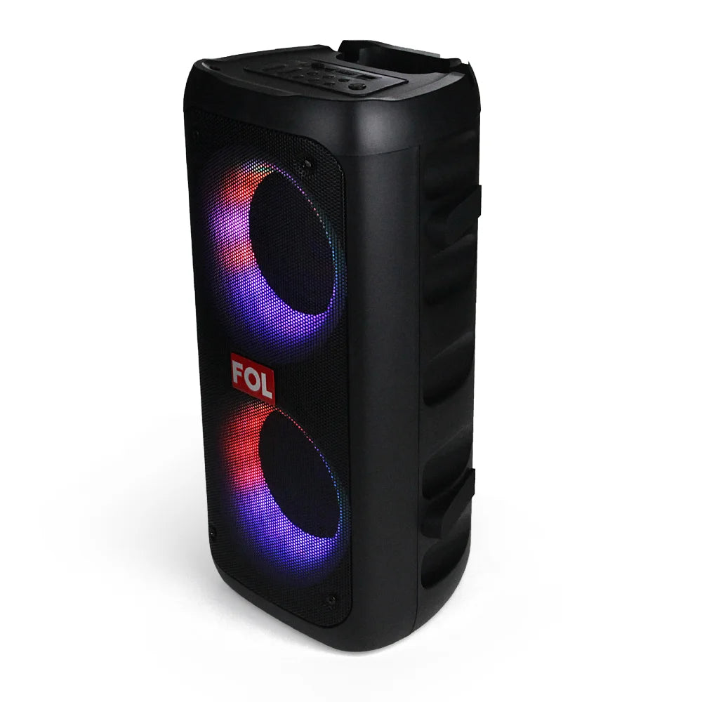 FOL FS-L2204 Doble 4'' Bocina TWS Portátil Recargable de 20W con Luz RGB y Entrada para Micrófono