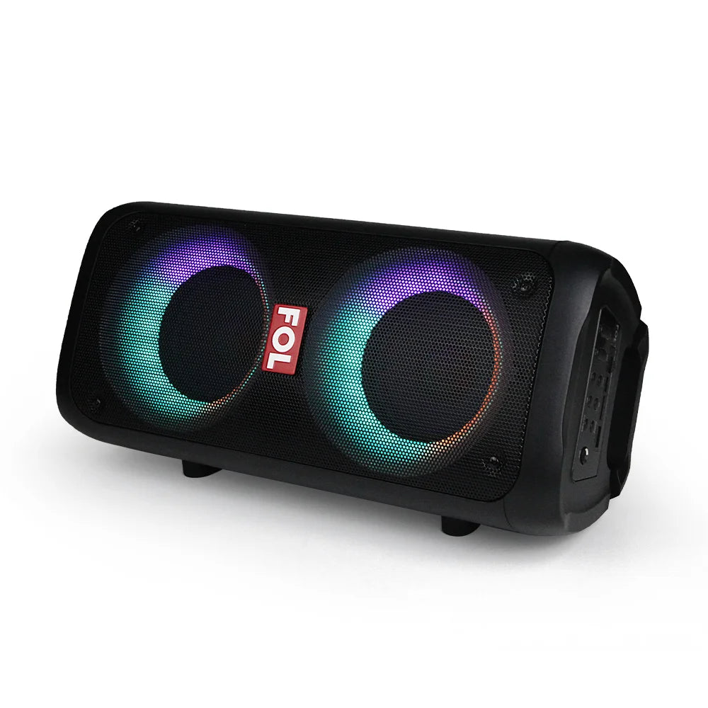 FOL FS-L2204 Doble 4'' Bocina TWS Portátil Recargable de 20W con Luz RGB y Entrada para Micrófono