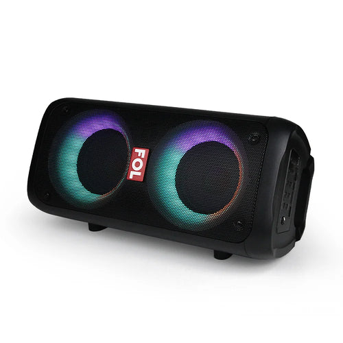 FOL FS-L2204 Doble 4'' Bocina TWS Portátil Recargable de 20W con Luz RGB y Entrada para Micrófono
