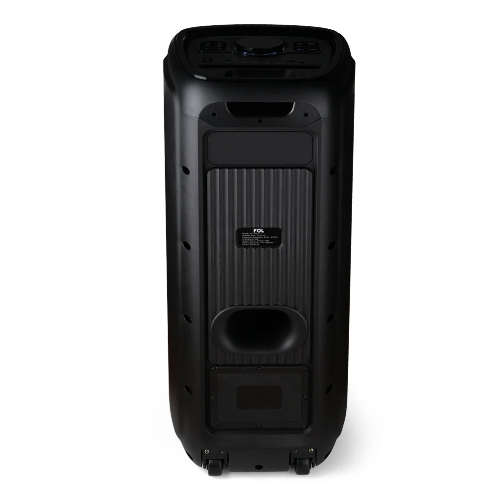 FOL FS-L2210 doble 10'' Bocina Party Speaker TWS de 70W con Micrófono Inalámbrico, Luz RGB y Entrada para Guitarra