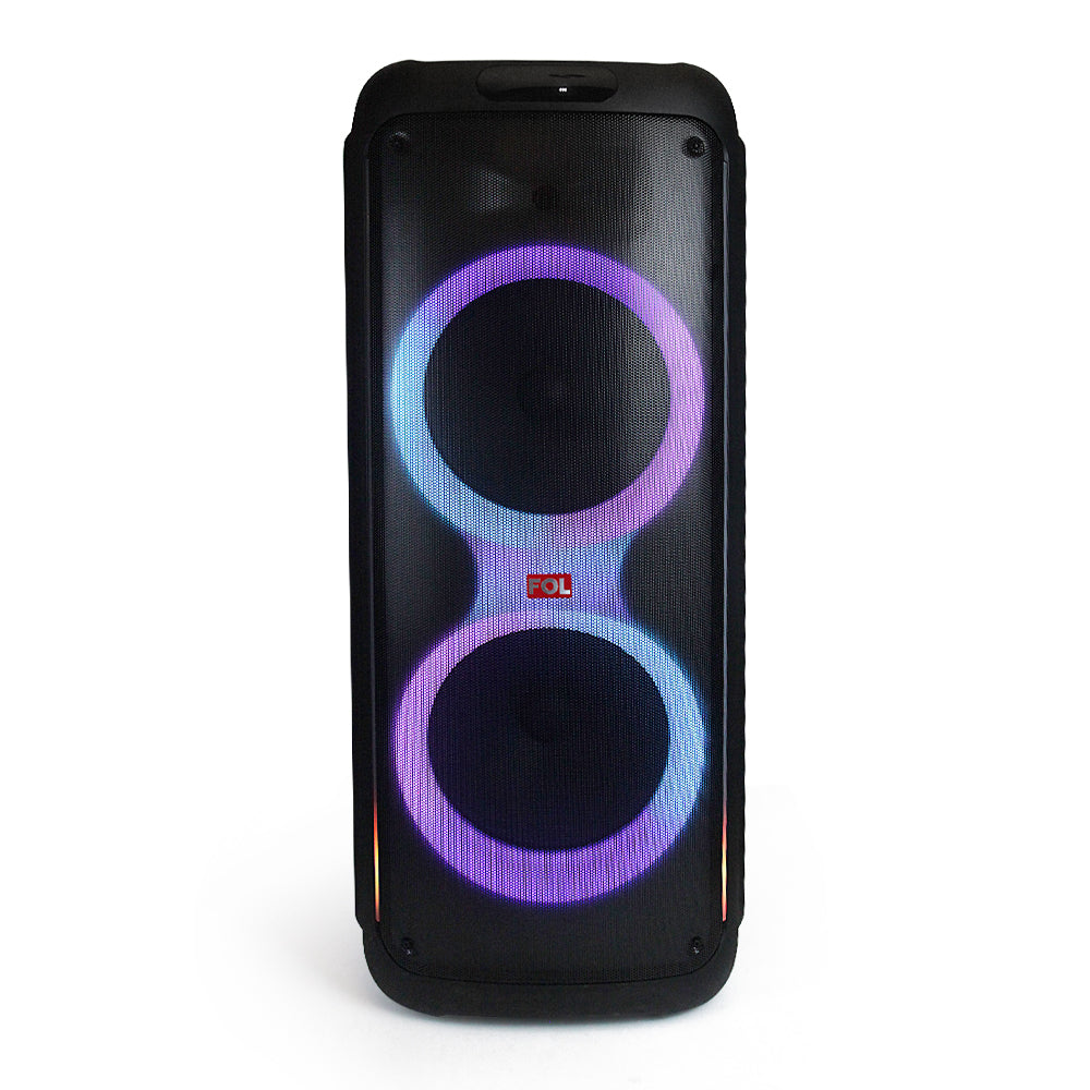 FOL FS-L2212 Doble 12” Bocina Karaoke Bluetooth Portátil de 110W, Luz RGB y Control Remoto