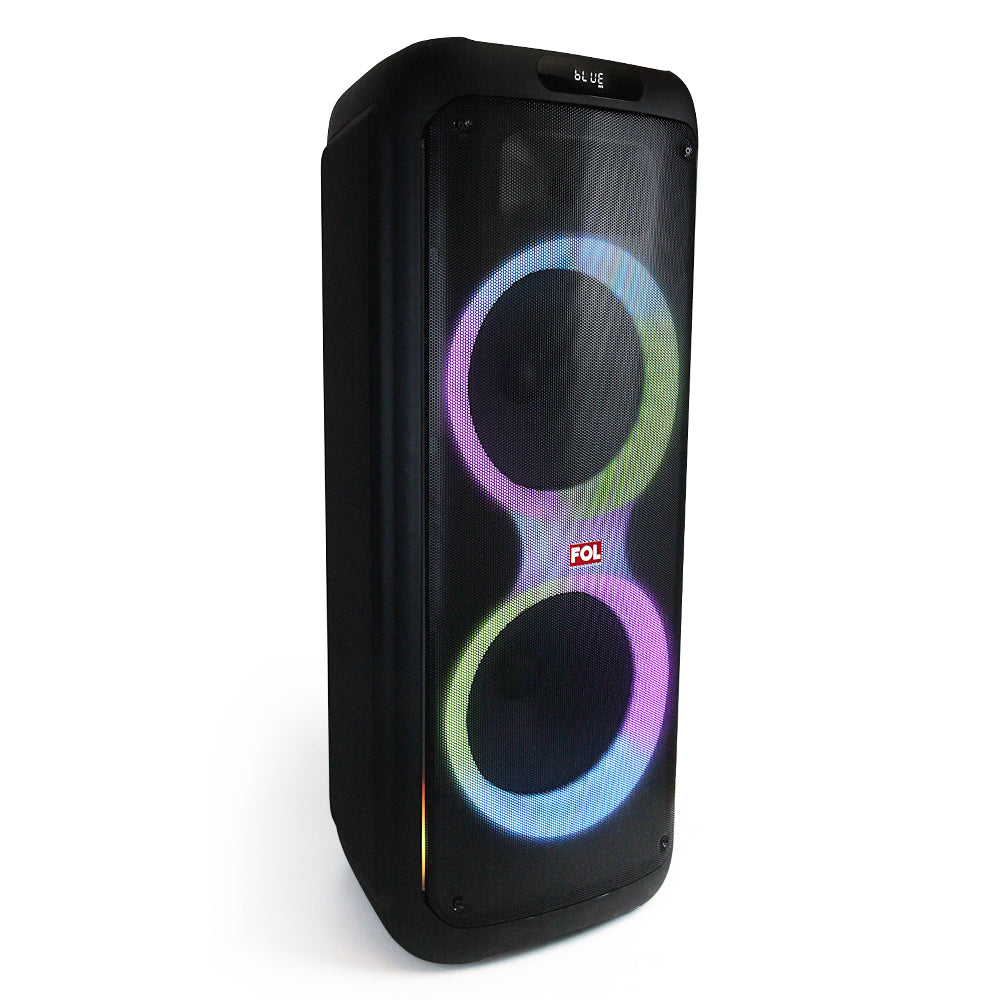 FOL FS-L2212 Doble 12” Bocina Karaoke Bluetooth Portátil de 110W, Luz RGB y Control Remoto