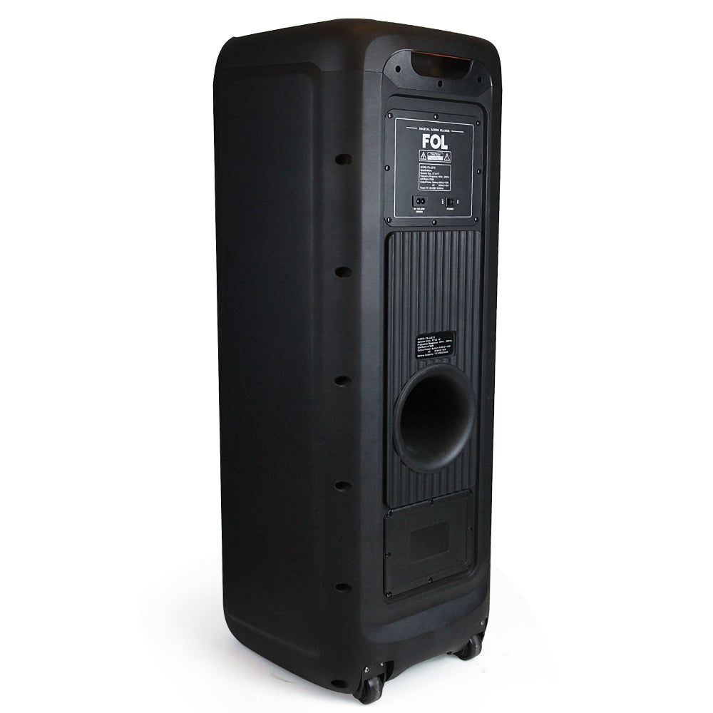 FOL FS-L2212 Doble 12” Bocina Karaoke Bluetooth Portátil de 110W, Luz RGB y Control Remoto