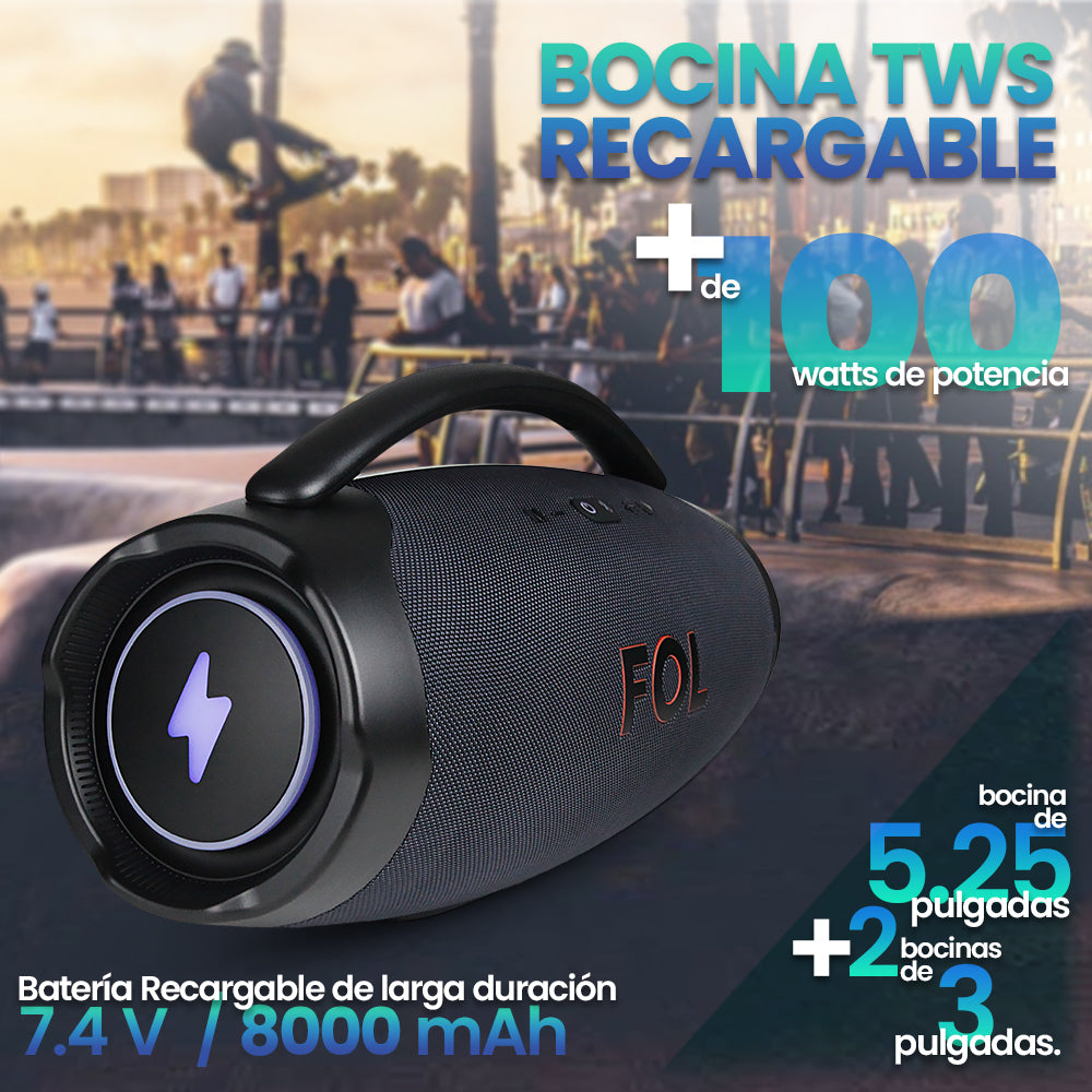 FS-R207L Bocina TWS Portátil Recargable de 110W con Bluetooth 5.3 e IPX5