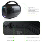 FS-R213L Bocina TWS Recargable con Luz RGB, Bluetooth y 50W de Potencia