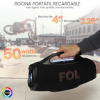 FS-R305 Bocina TWS Portátil Recargable con Luz RGB, Agarradera Integrada e IPX5