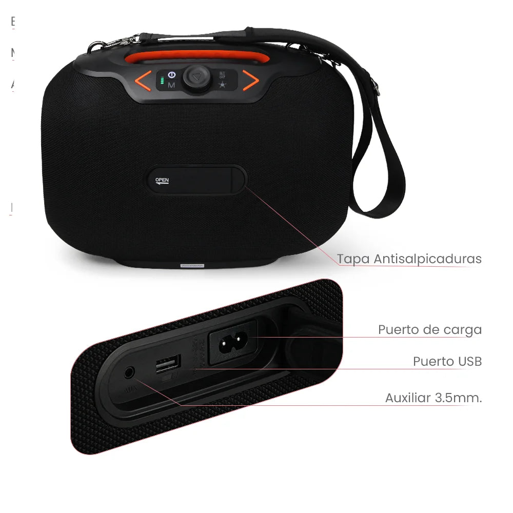 FS-R306 Bocina PRO TWS Recargable de 120W con Luz RGB, Correa Desmontable y Agarradera Integrada