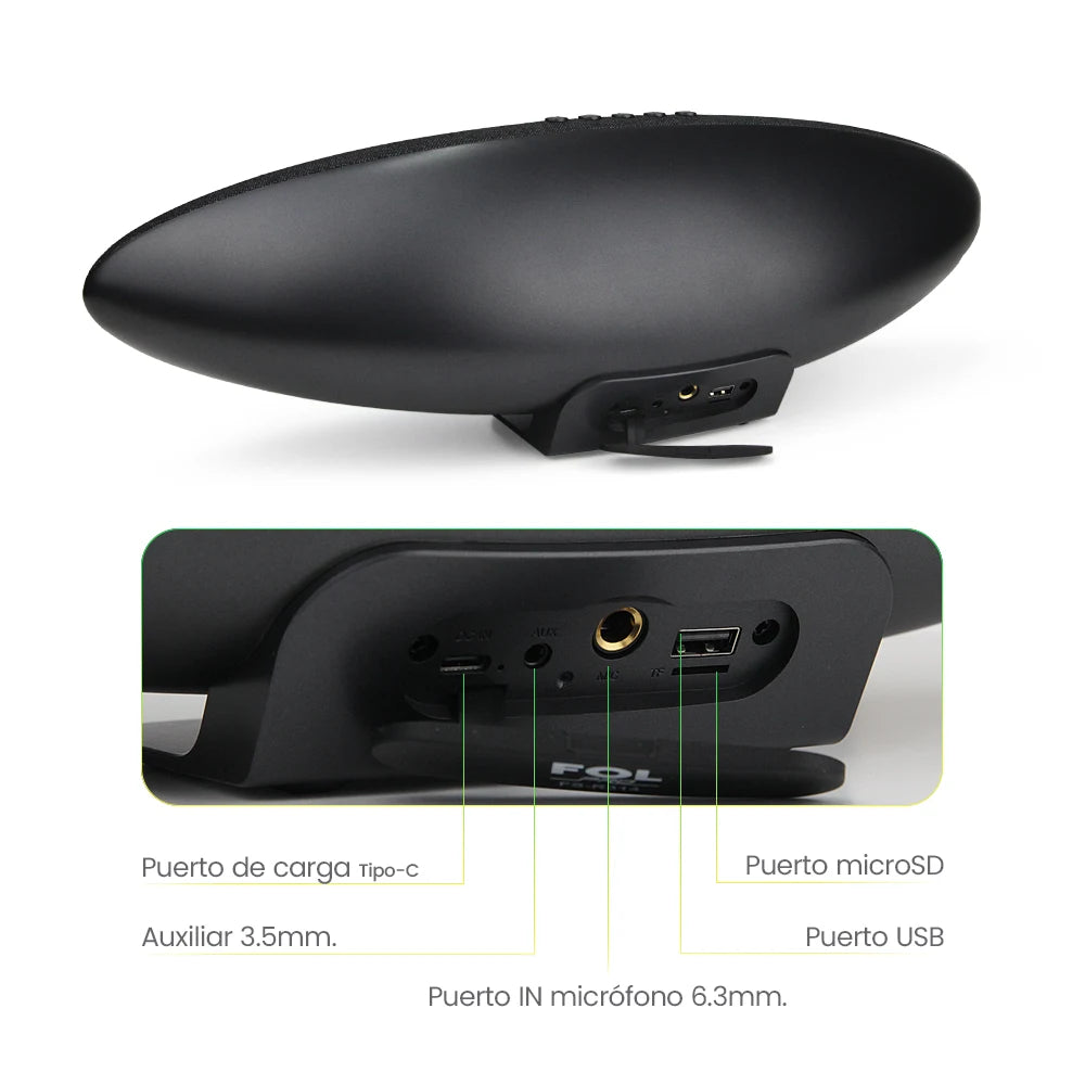 FOL FS-R314 Bocina Bluetooth TWS Portátil de 45W con Luz RGB y Entrada para Micrófono 6.3 mm