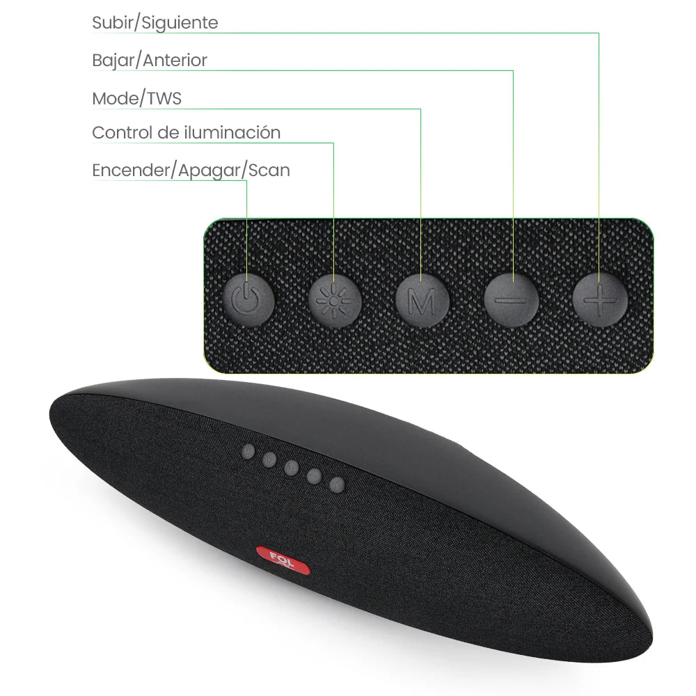 FOL FS-R314 Bocina Bluetooth TWS Portátil de 45W con Luz RGB y Entrada para Micrófono 6.3 mm