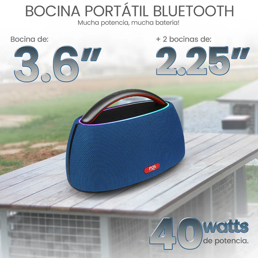 FS-R316 Bocina TWS Recargable de 40W con Luz RGB y Agarradera Integrada
