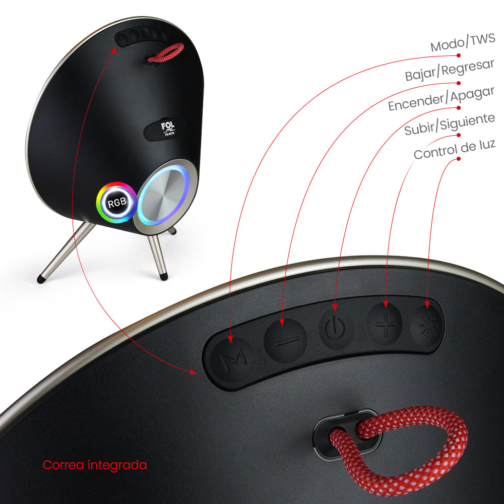 FS-R319 Bocina TWS Minimalista de 40W con Luz RGB