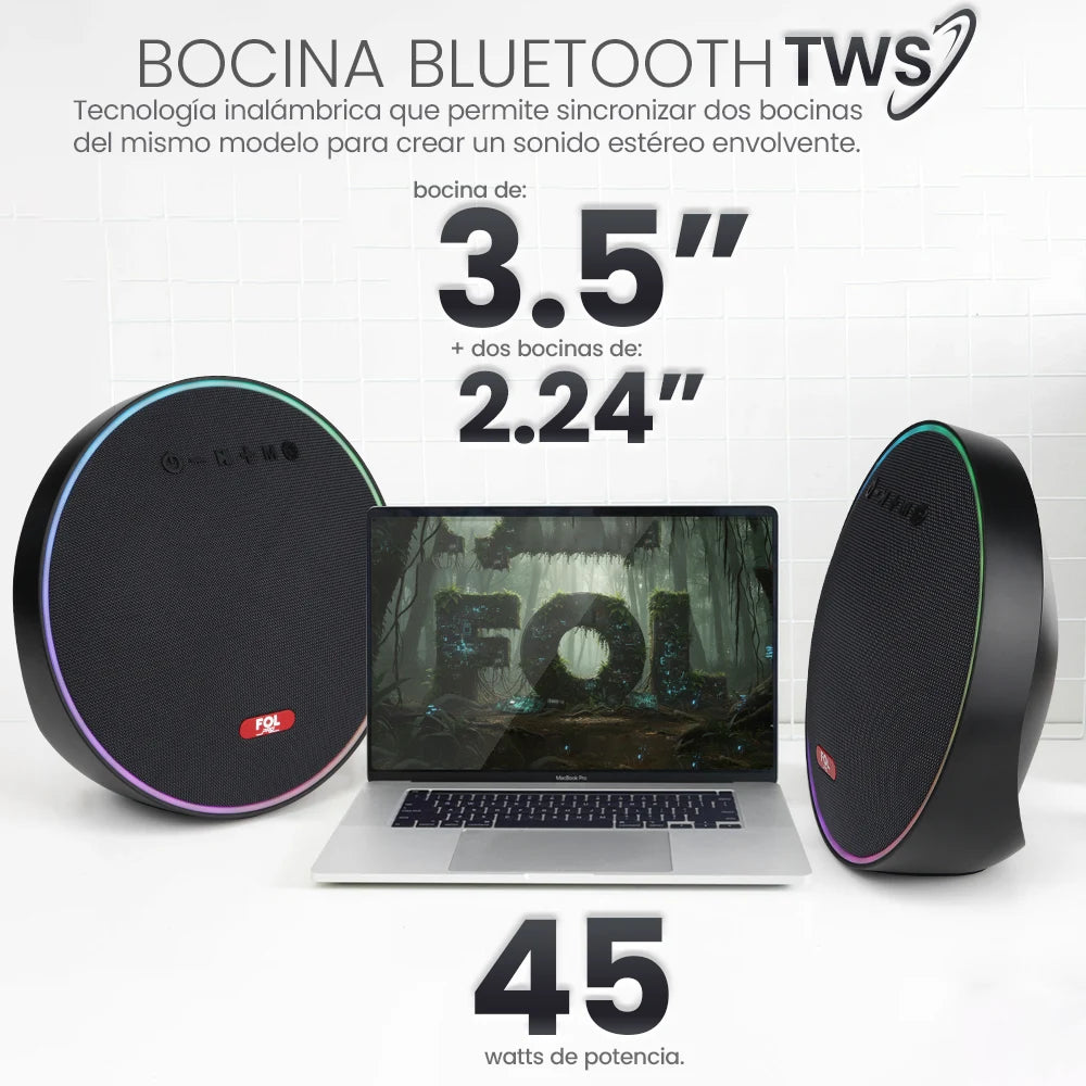 FS-R321 Bocina TWS Recargable con Luz RGB