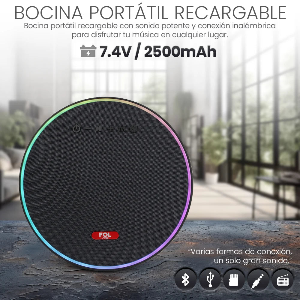 FS-R321 Bocina TWS Recargable con Luz RGB