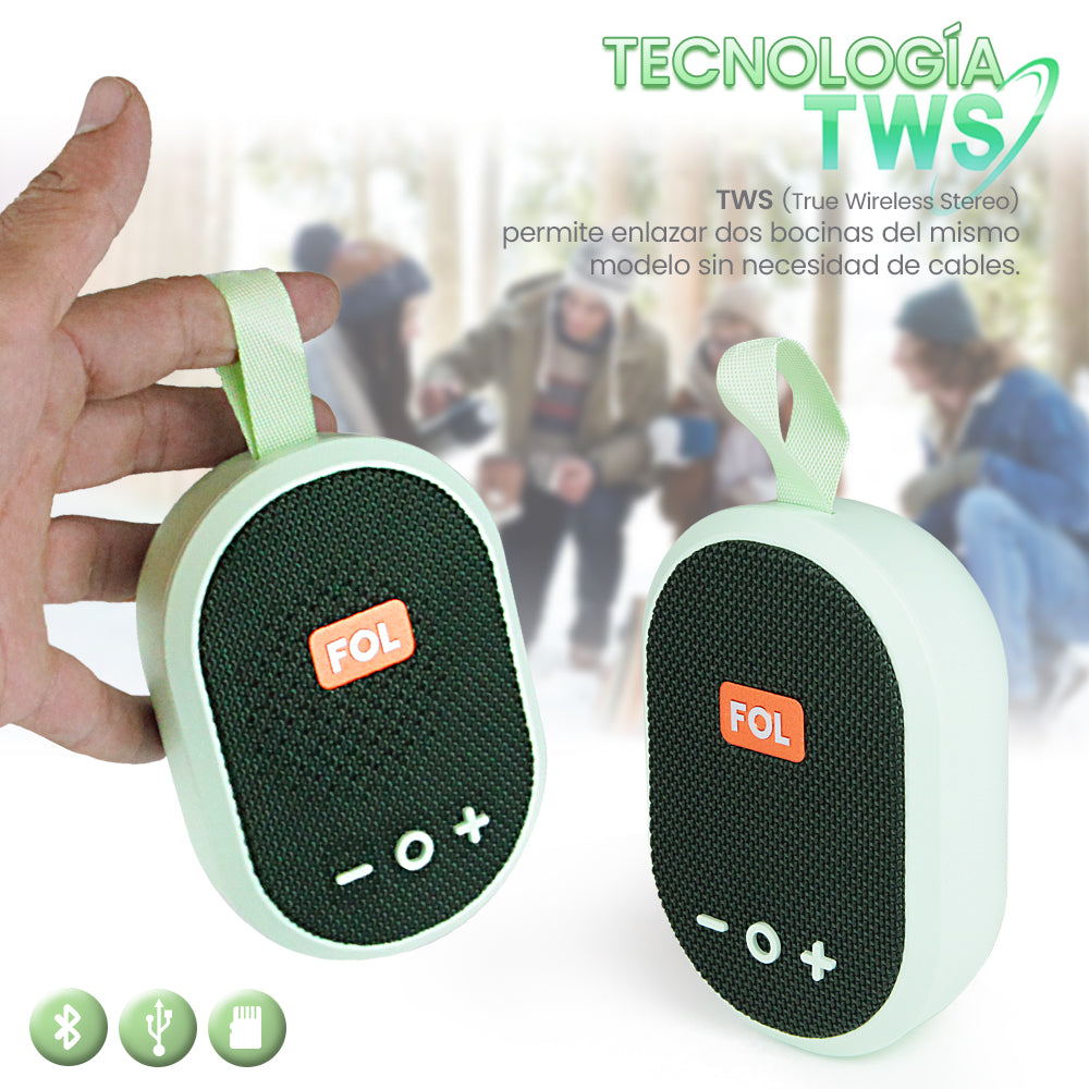 FS-S118 Bocina Bluetooth TWS Recargable de 7W con USB, microSD y Tipo-C