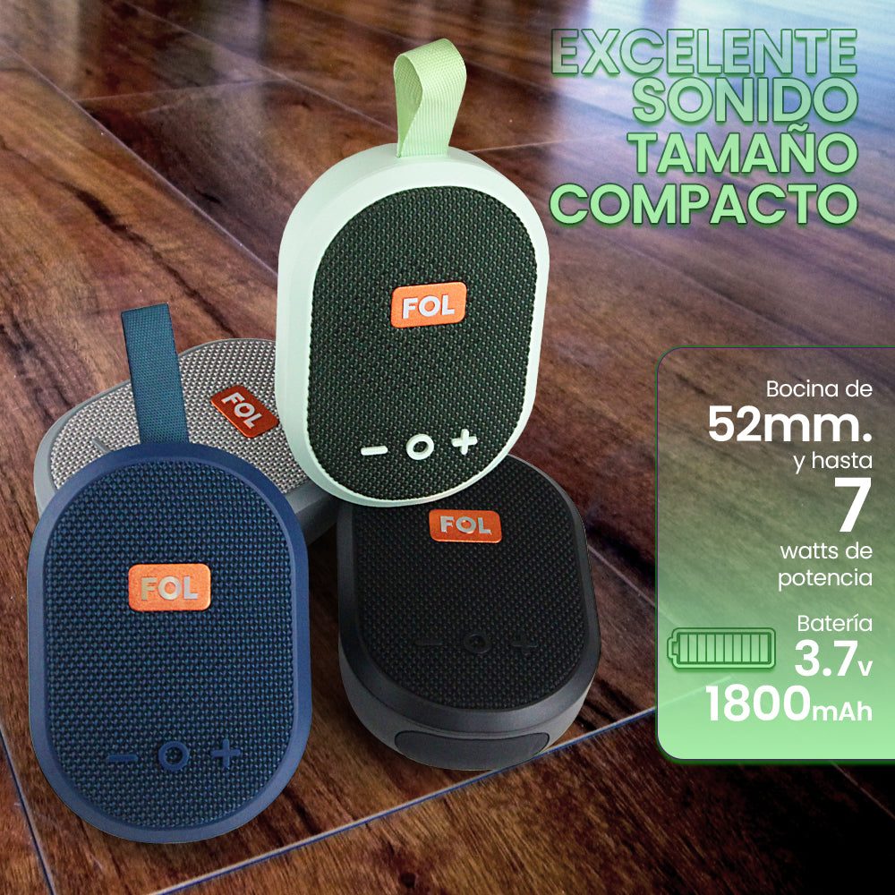 FS-S118 Bocina Bluetooth TWS Recargable de 7W con USB, microSD y Tipo-C