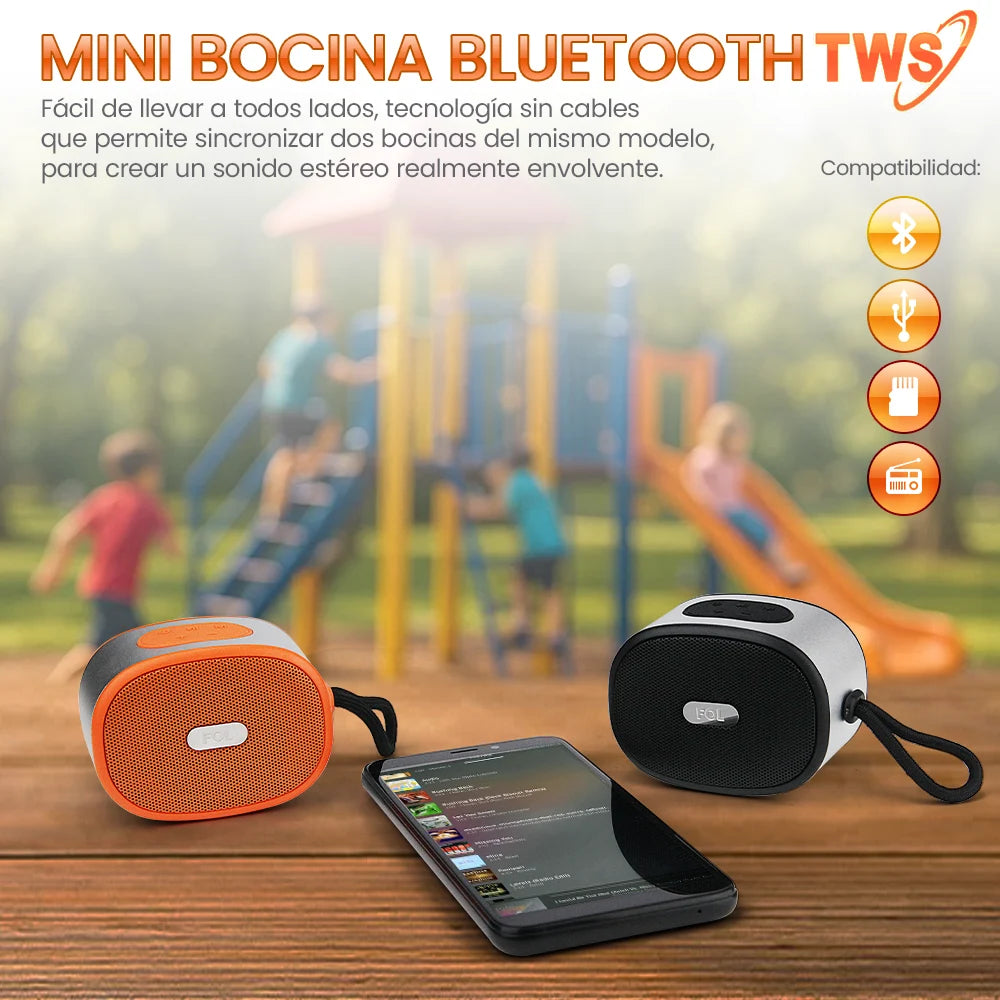 FS-S120 Mini Bocina TWS Portátil Recargable con Correa Integrada