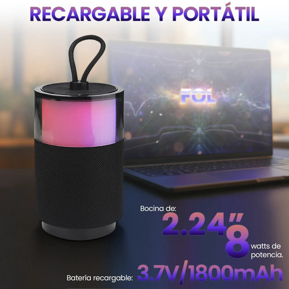 FS-S123 Bocina Bluetooth TWS con Luz RGB y Correa Integrada