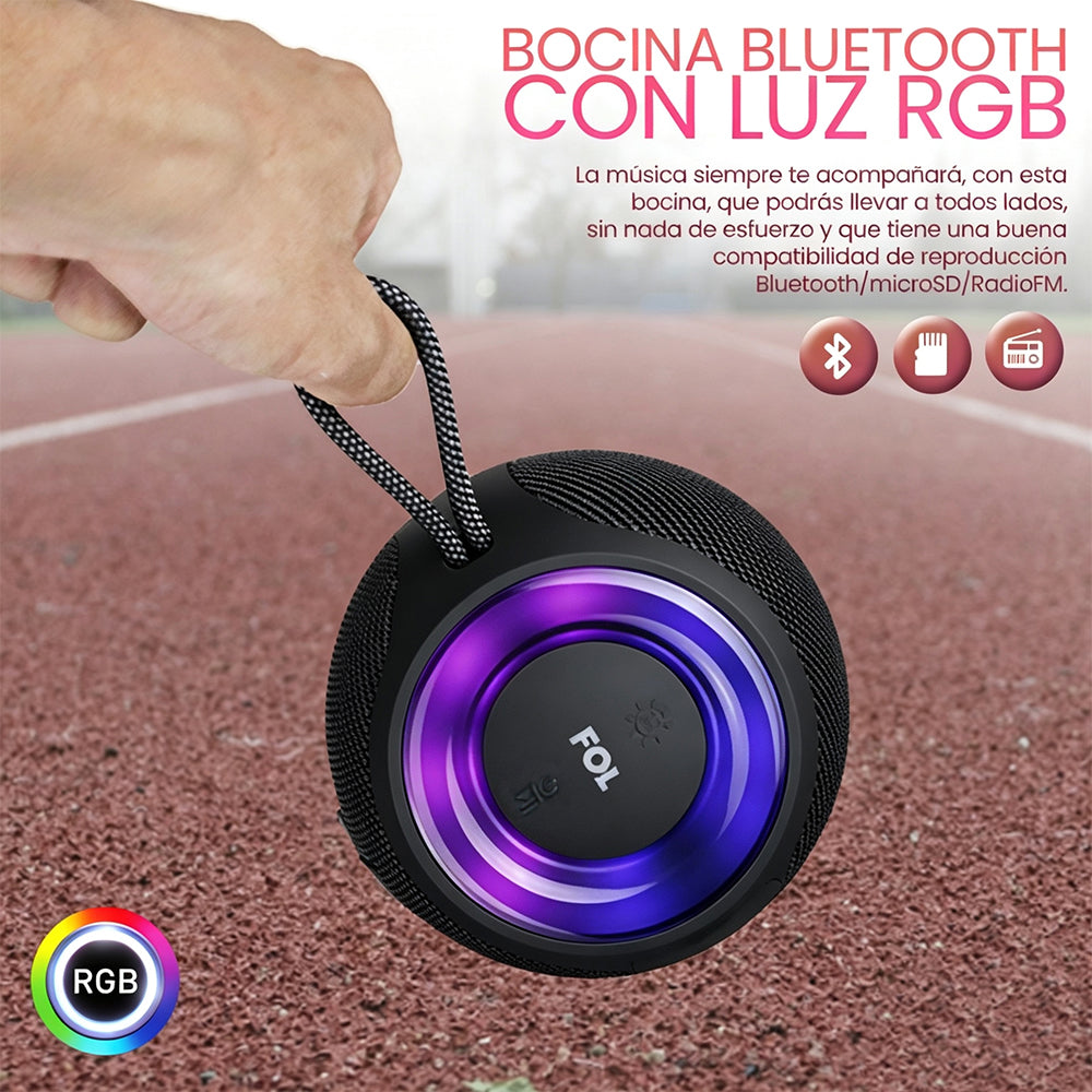 FS-S137 Bocina Bluetooth Recargable con Luz RGB y Correa Integrada
