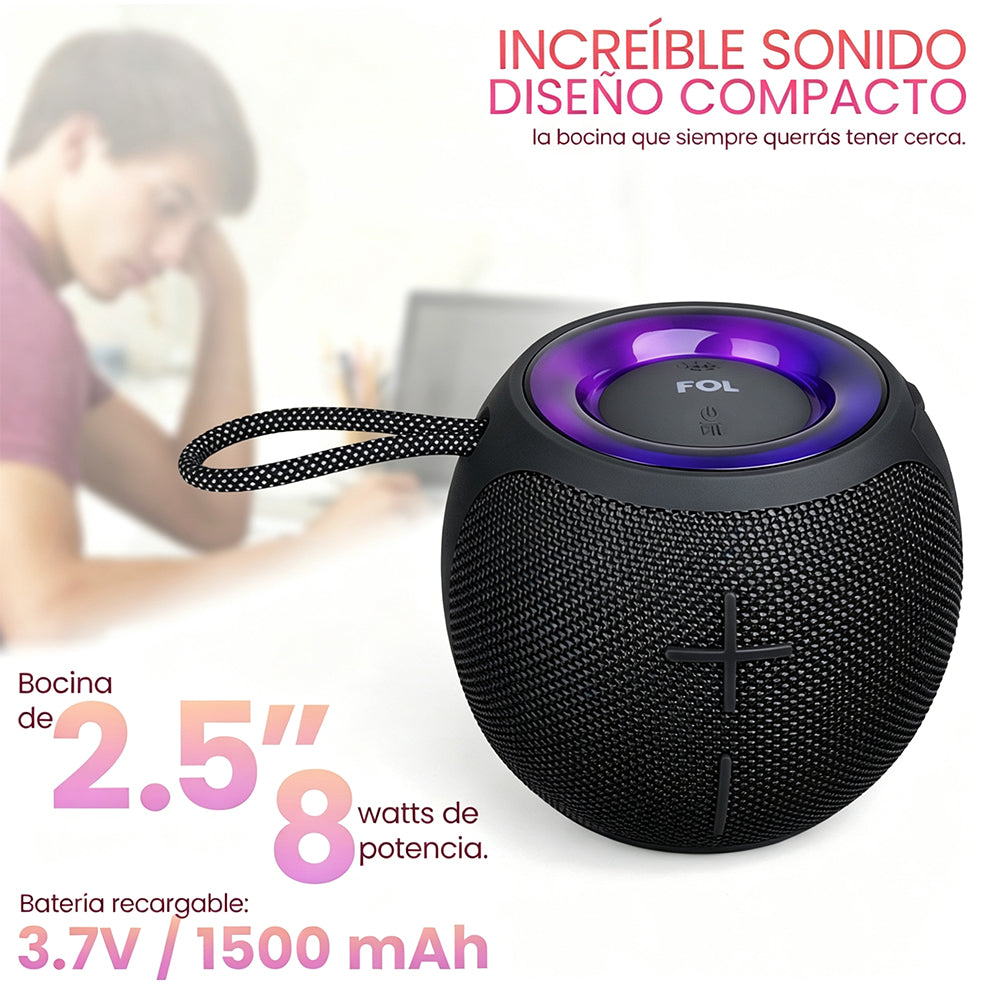 FS-S137 Bocina Bluetooth Recargable con Luz RGB y Correa Integrada