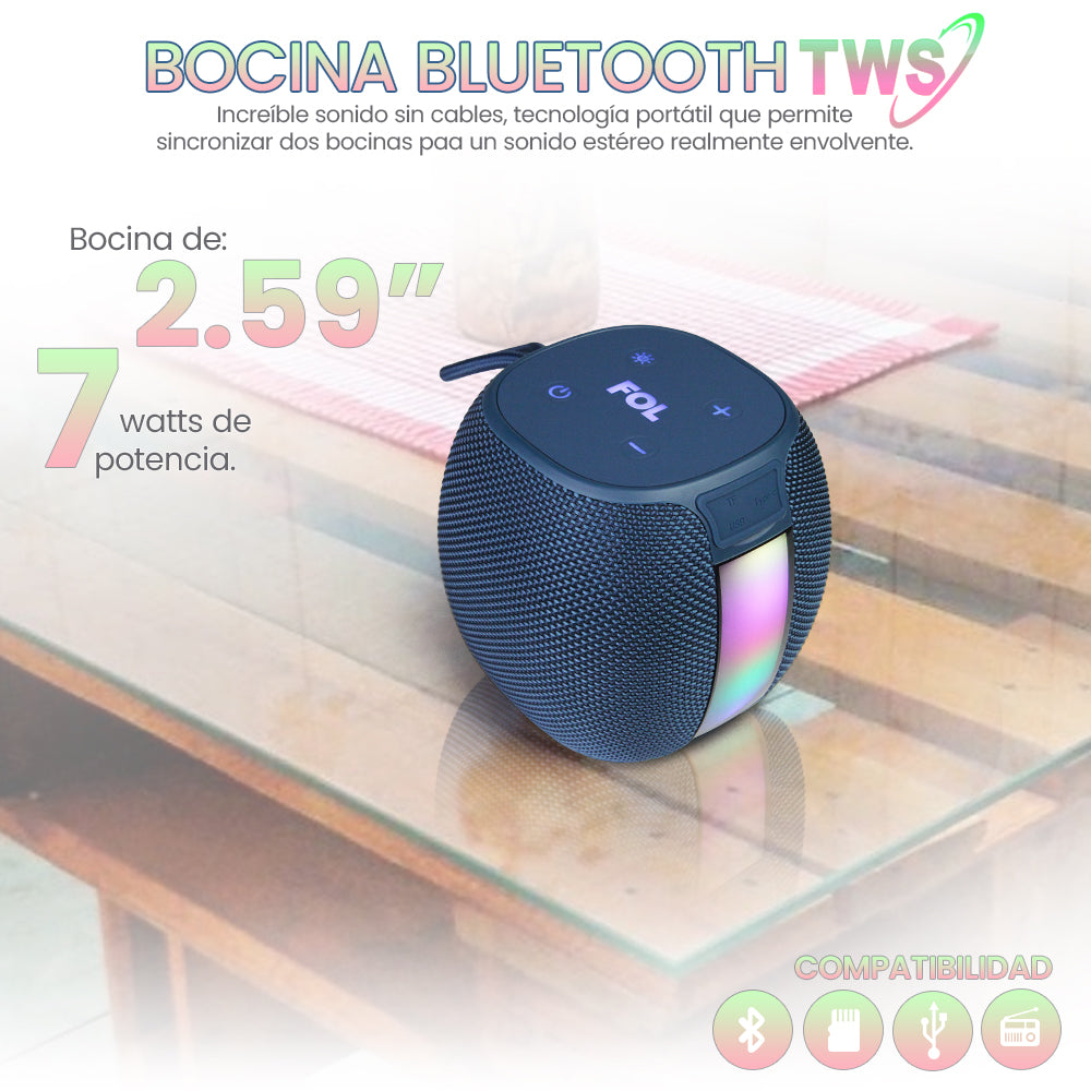 FS-S151 Bocina TWS con Luz RGB, Bluetooth y Correa Integrada