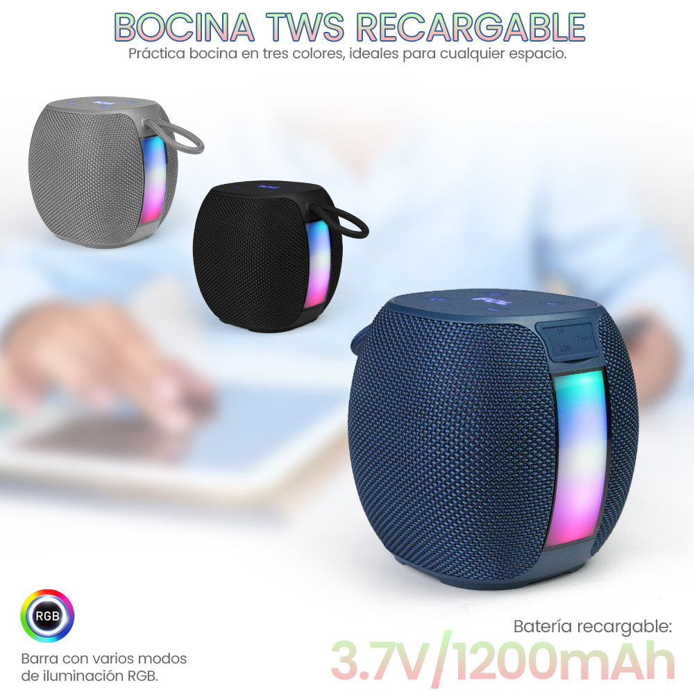 FS-S151 Bocina TWS con Luz RGB, Bluetooth y Correa Integrada
