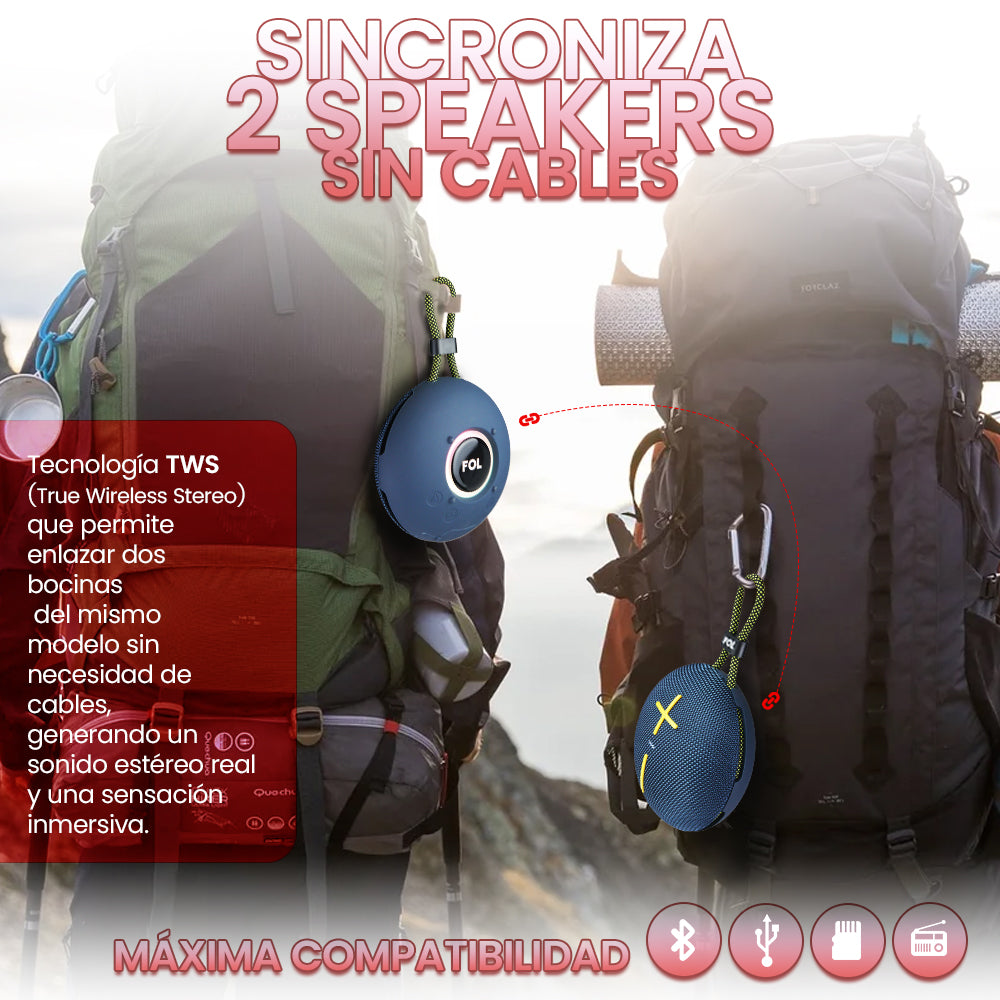 FS-S153 Bocina TWS Recargable con Luz RGB y Correa Integrada