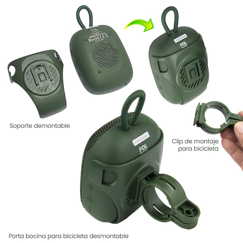 FS-S195 Bocina TWS para Bicicleta con Luz RGB y Protección IPX7