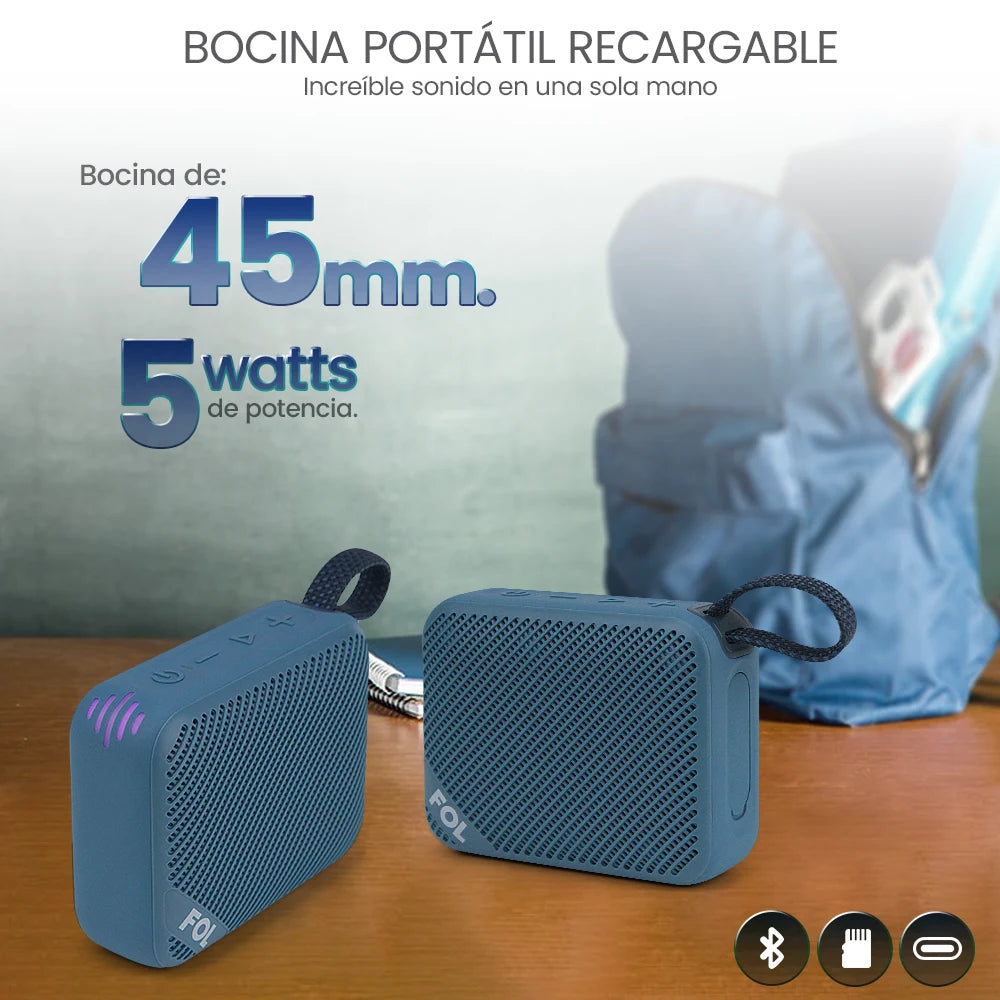 FS-S198 Bocina TWS Recargable Portátil con Luz RGB, Correa Integrada e IPX7