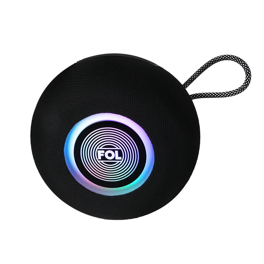 FOL FS-S211 Bocina Bluetooth TWS Recargable de 15W con Luz RGB y Correa Integrada