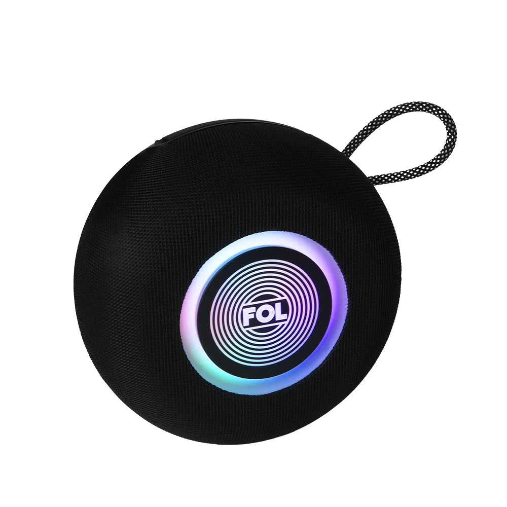 FOL FS-S211 Bocina Bluetooth TWS Recargable de 15W con Luz RGB y Correa Integrada