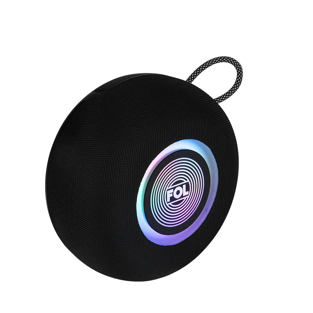 FOL FS-S211 Bocina Bluetooth TWS Recargable de 15W con Luz RGB y Correa Integrada