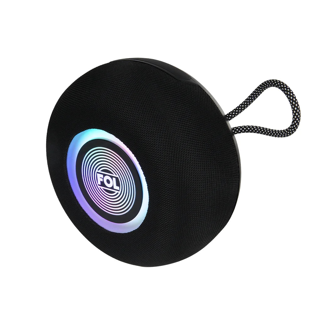 FOL FS-S211 Bocina Bluetooth TWS Recargable de 15W con Luz RGB y Correa Integrada