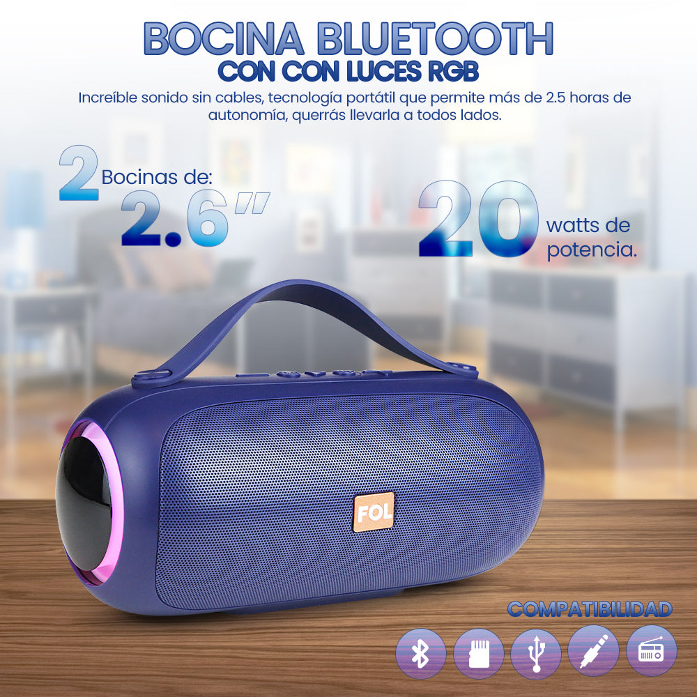 FS-S261 Bocina Bluetooth Recargable de 20W con Luz RGB